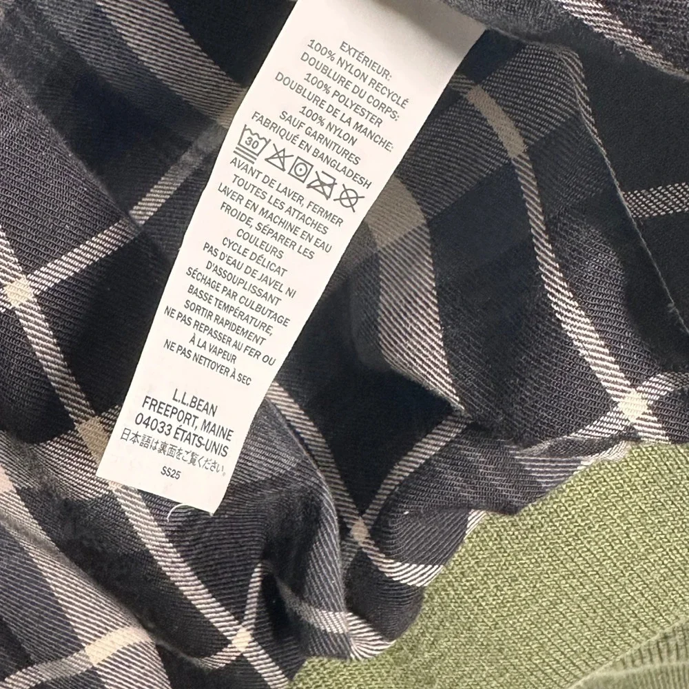 LL Bean Mens XL Regular Tan Plaid Lined Warm-Up‎ Bomber Jacket Harrington 500395